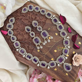 Premium Purple Victorian Diamond Pendant Neckpiece  - VV1337